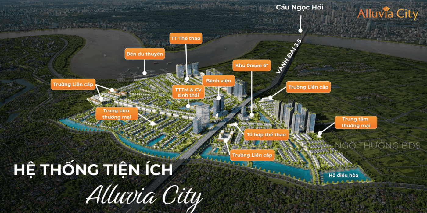 Bản đồ tổng thể tiện ích Alluvia City Hưng Yên gồm khu Onsen, trung tâm thương mại, bệnh viện, trường học, bến du thuyền. Bản đồ tổng thể tiện ích Alluvia City Hưng Yên gồm khu Onsen, trung tâm thương mại, bệnh viện, trường học, bến du thuyền.