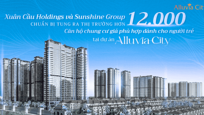 Phối cảnh các tòa tháp căn hộ Alluvia City Hưng Yên do Xuân Cầu Holdings và Sunshine Group phát triển.